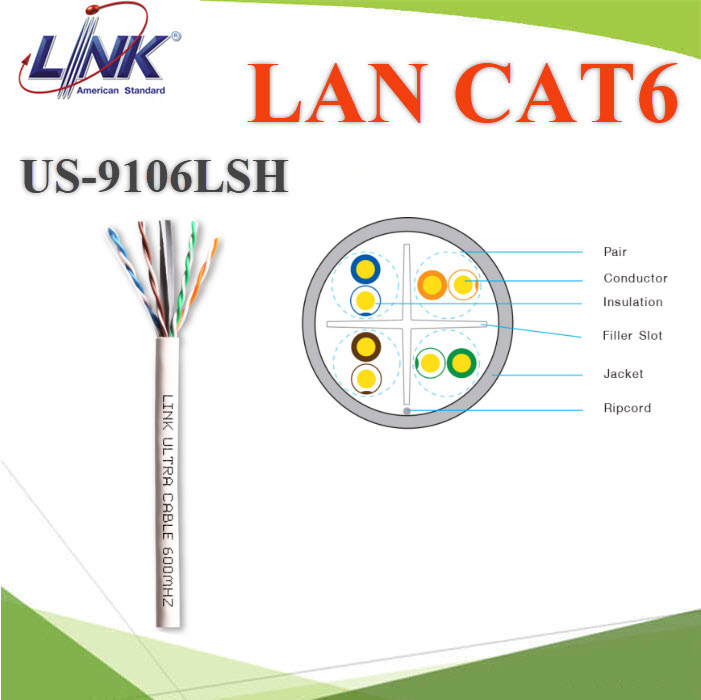 (12 เมตร) สายแลน CAT6 AT6 UTP US-9106LSZH-1 สีขาว ใช้ภายใน