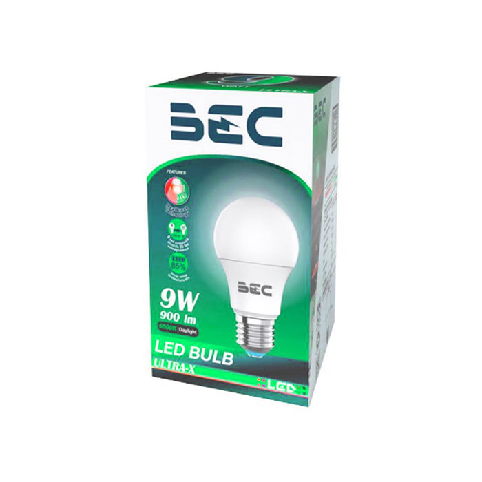 หลอดไฟ LED BEC ULTRA-X บับ ทรงกลม ขั้วเกลียว E27 ขนาด 9 วัตต์ แสงอบอุ่น Cool White