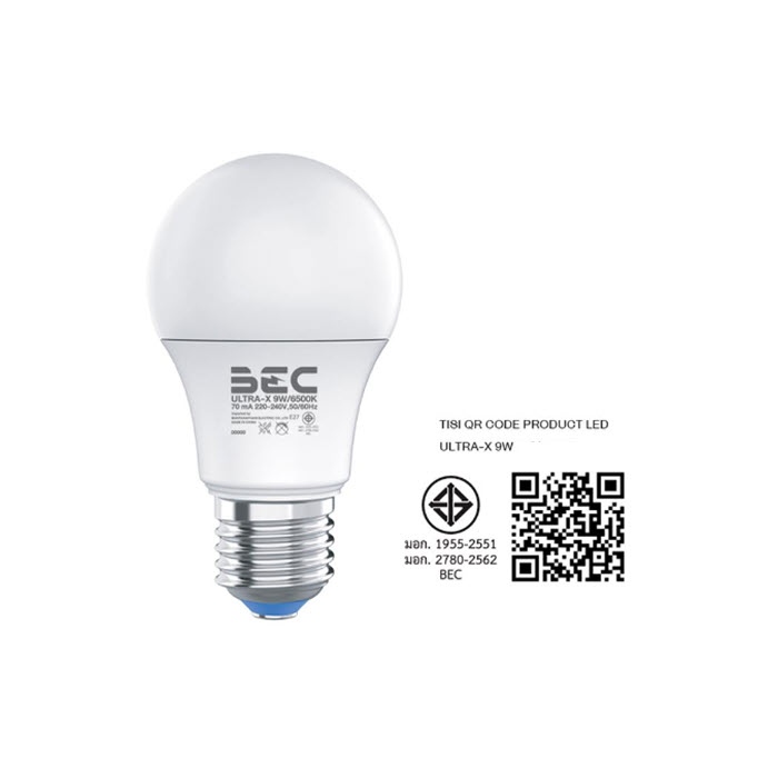 หลอดไฟ LED BEC ULTRA-X บับ ทรงกลม ขั้วเกลียว E27 ขนาด 9 วัตต์ แสงอบอุ่น Cool White