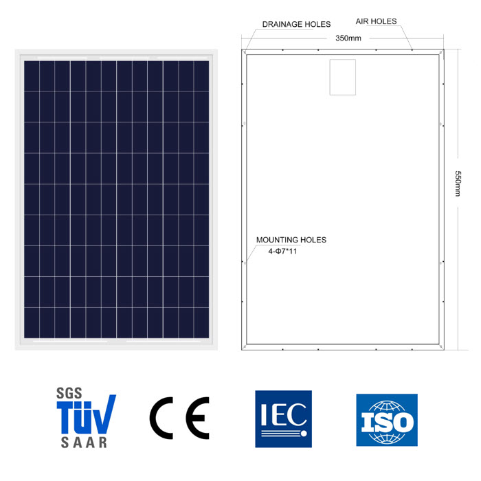 แผงโซลาร์เซลล์ 30W MONO Crystalline Solar PV Module 18V กรอบอลูมิเนียม Powitt