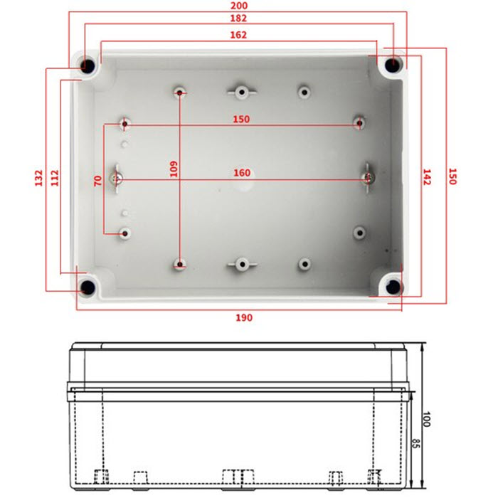 กล่องสายไฟ กล่องวงจรไฟฟ้า ฝาใส กันน้ำ IP67 ABS พลาสติกหนา ขนาด 200x150x100 มม.