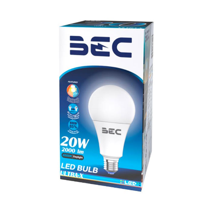 หลอดไฟ LED BEC ULTRA-X บับ ทรงกลม ขั้วเกลียว E27 ขนาด 20 วัตต์ แสงขาว Day Light