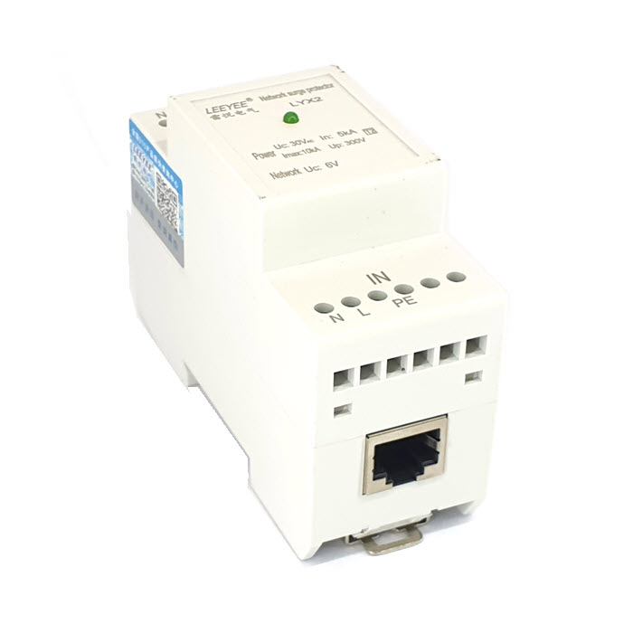 อุปกรณ์ป้องกันฟ้าผ่า ไฟกระชาก LYX2 Imax10KA สายสัญญาณ RJ45 Uc320Vac Network 6V