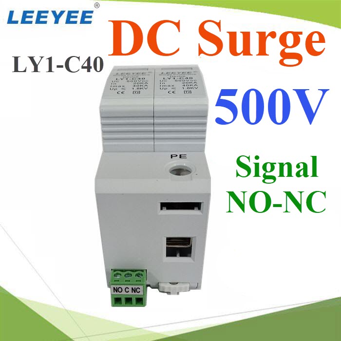 500V 2P Signal DC Solar Surge LEEYEE LY1-C40 อุปกรณ์ป้องกันฟ้าผ่า ไฟกระชาก 40KA NO-NC