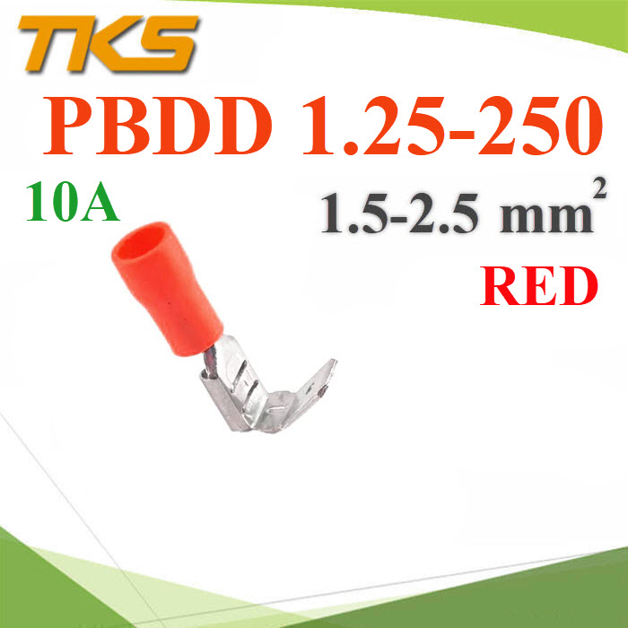 หางปลาเสียบตัวเมีย และข้อต่อตัวผู้ แบบหุ้มฉนวน PBDD 1.25-250 สายไฟ 0.5-1.5 mm2 (สีแดง 20 ชิ้น)