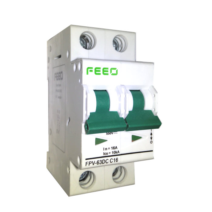 เบรกเกอร์ DC 250V 25A 2Pole เบรกเกอร์ไฟฟ้า FEEO โซลาร์เซลล์ MCB