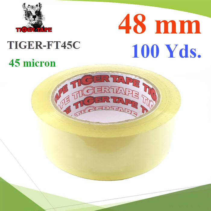 6 ม้วน เทปติดกล่อง เทปใส 2 นิ้ว 45 ไมครอน TIGER OPP tape 48 mm. ยาว 100 หลา