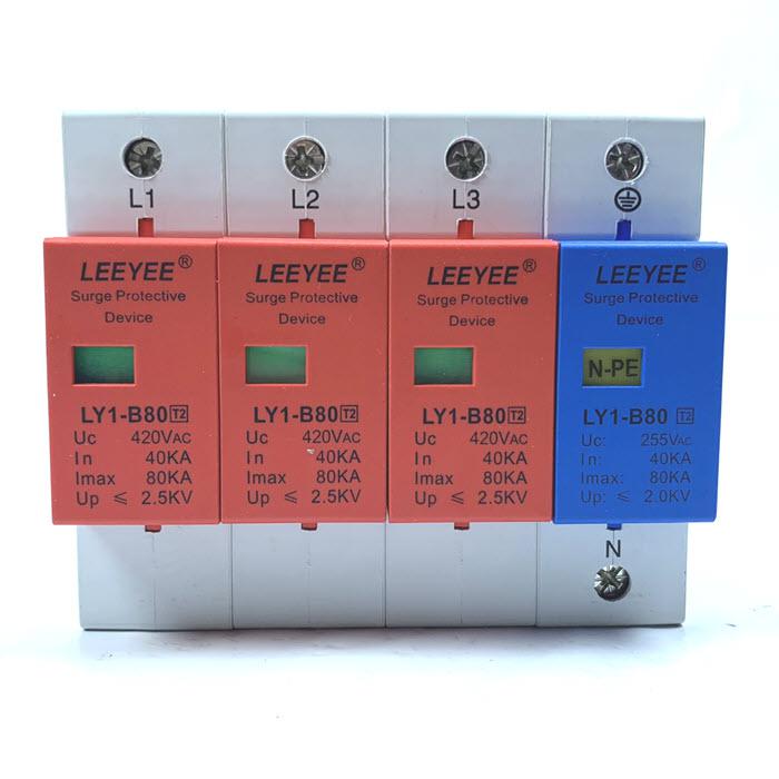 Surge AC LY1-B80 80Ka อุปกรณ์ป้องกันฟ้าผ่า ไฟกระชาก 3 เฟส L1 L2 L3 N-PE