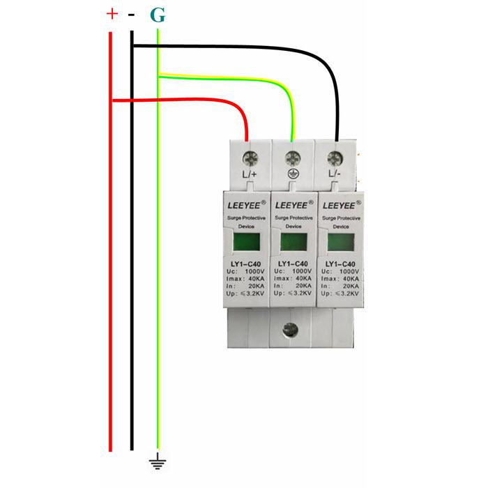 1000V 3P DC Solar Surge LEEYEE LY1-C40 อุปกรณ์ป้องกันฟ้าผ่า ไฟกระชาก คุณภาพสูง 40KA